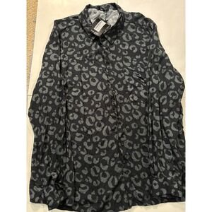 BoohooMAN XXL Black Gray Button Up Shirt Long Sleeve Streetwear